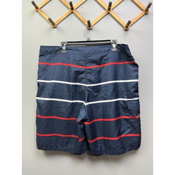 Old Navy Swim Trunks Mens XXL Navy Red White Drawstring Tie Mesh Lined Striped - Picture 6 of 6